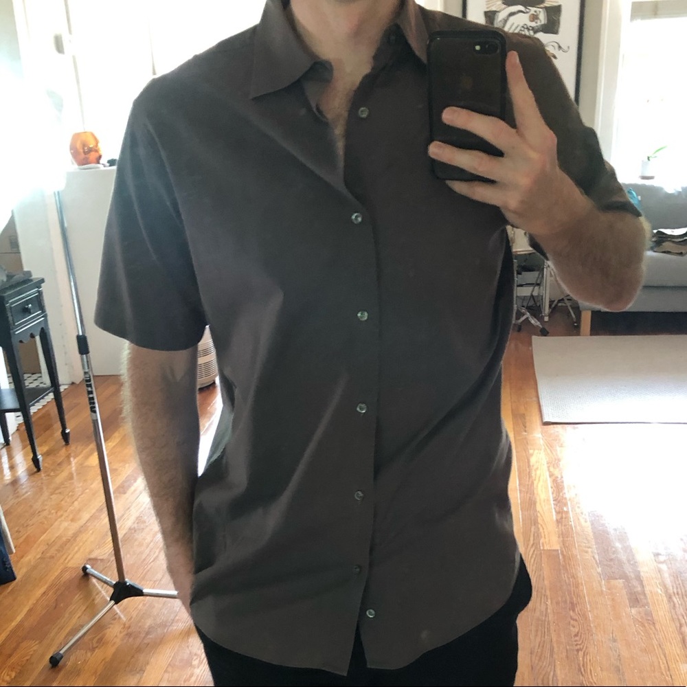 🍌 Banana Republic Grey Button Up Shirt Stretch M